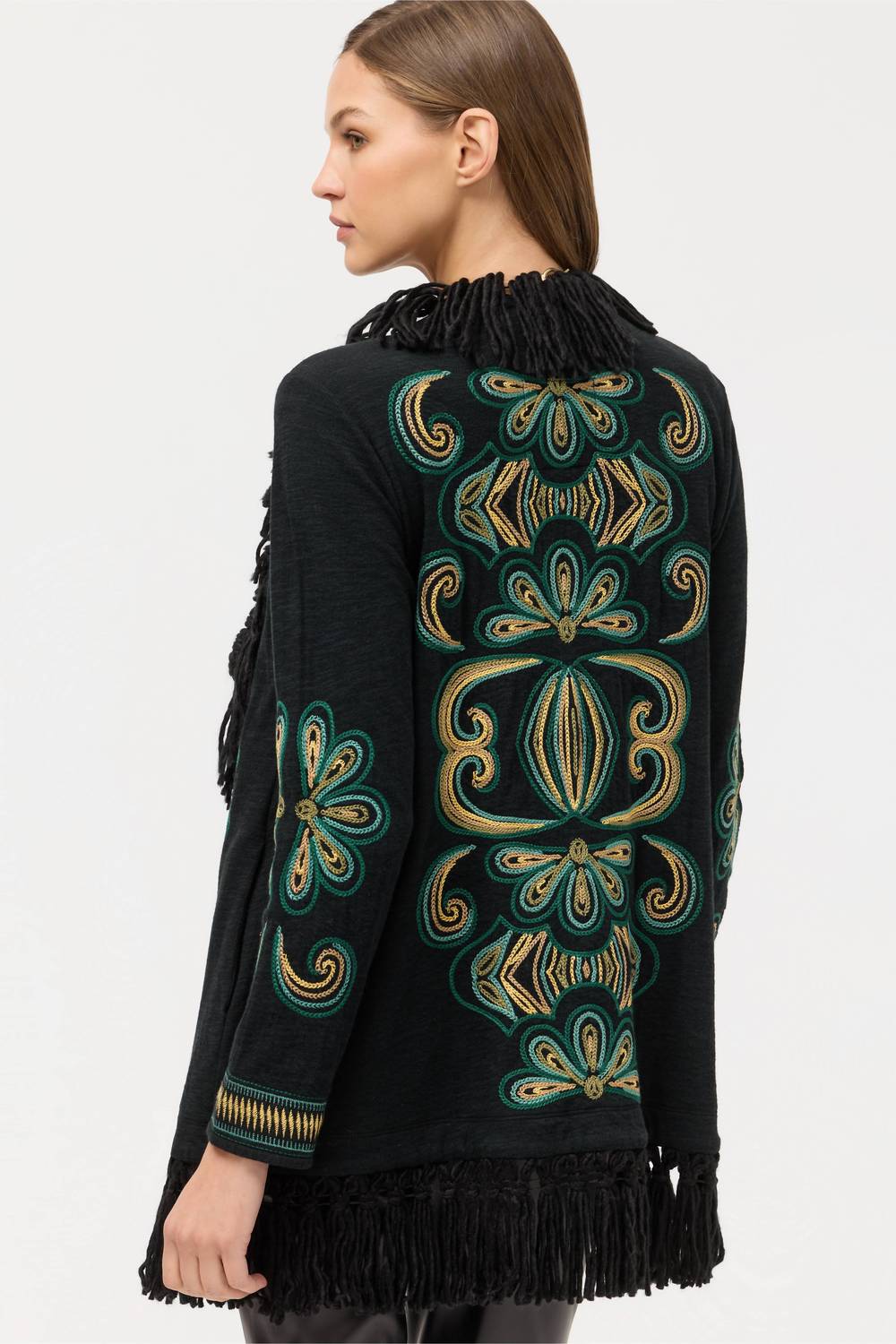 Johnny Was Women's Biya Draped Sweater in black - women's sweater - alternate view
