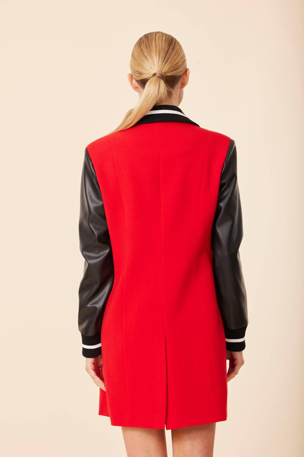 Dolce Cabo - Vegan Leather Sleeve Varsity Dress Jacket