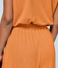 Halara Short Sleeve Wide Leg Jumpsuit in orange - women's pants - view 5