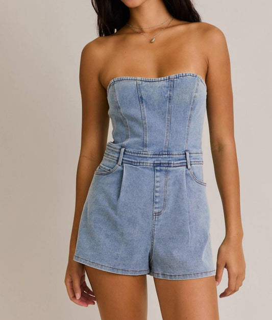 Le Lis - Strapless Denim Romper