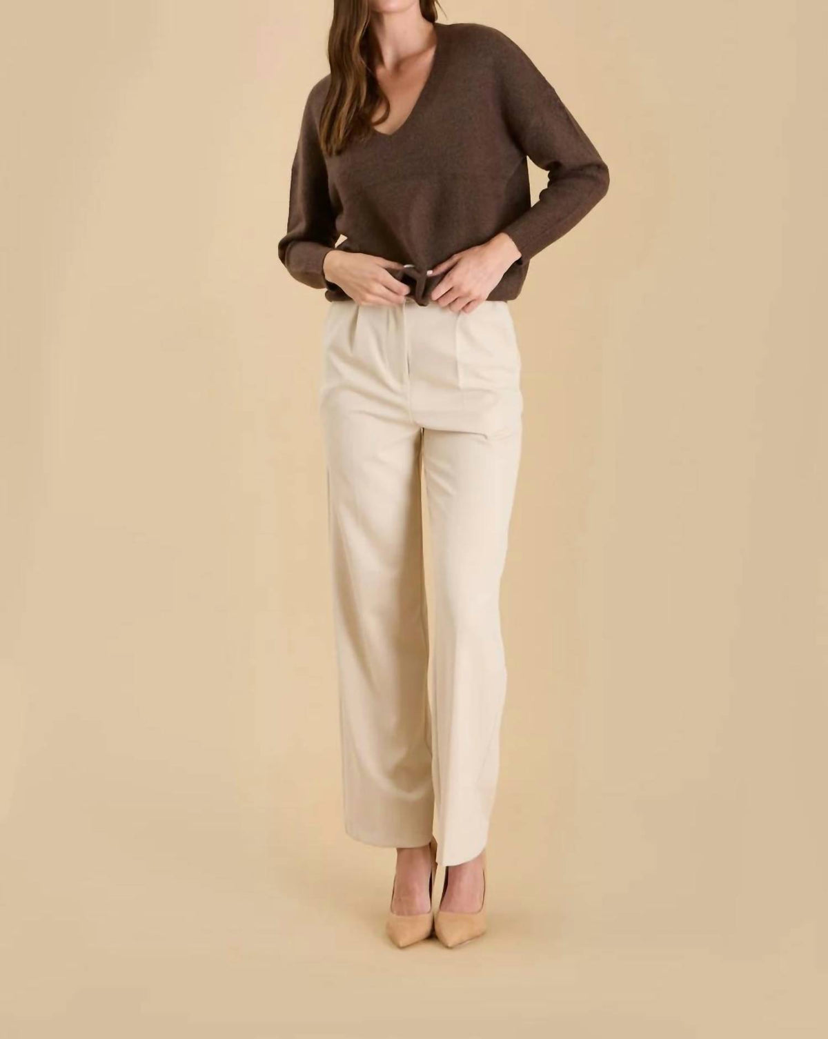 Blu Pepper - Charlie Solid V-neck Drop Shoulder Sweater