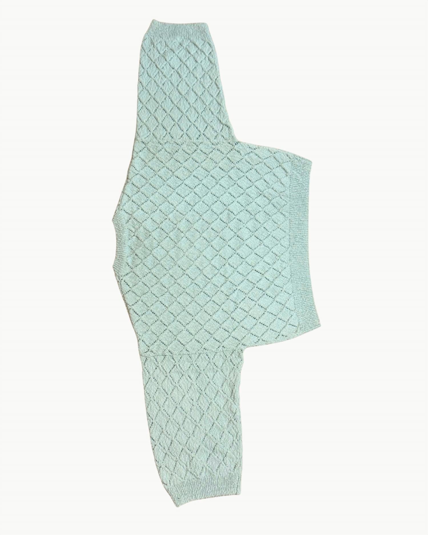 Autumn Cashmere - Diamond Stitch Boxy Bracelet Sleeve Crew Neck Sweater