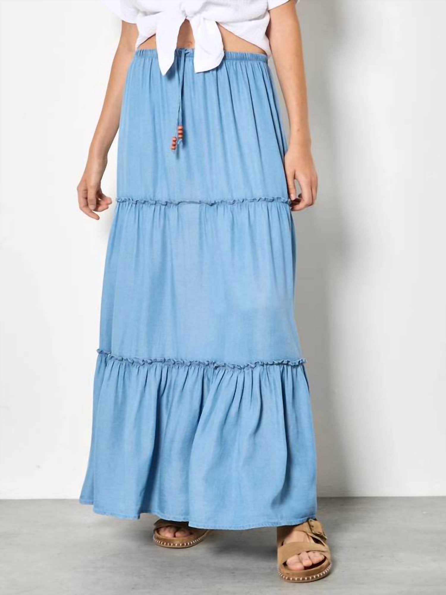 Apricot - Tiered Denim Skirt
