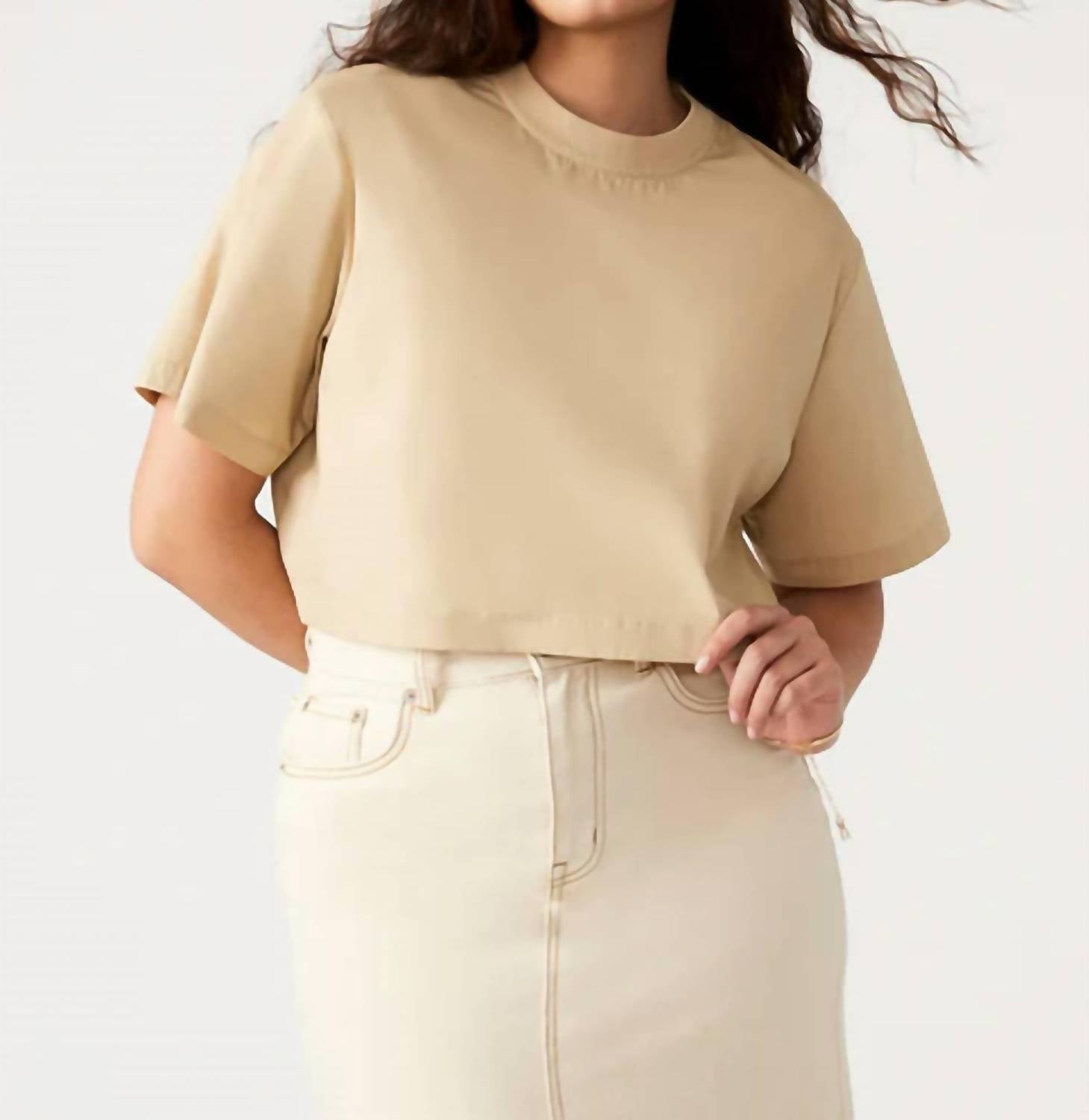 STEVE MADDEN Sunny Shirt Sleeve Top in khaki - women's blouse