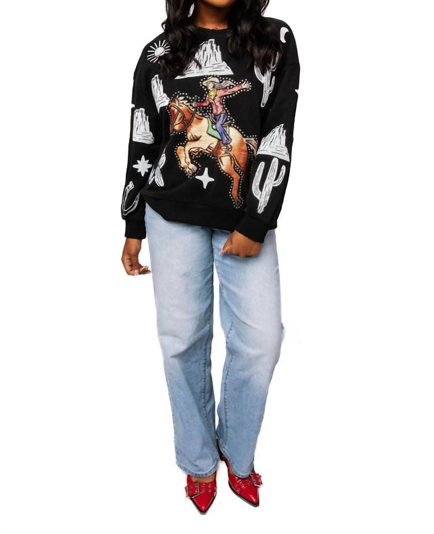 Queen Of Sparkles - Bucking Cowgirl Sweatshirt