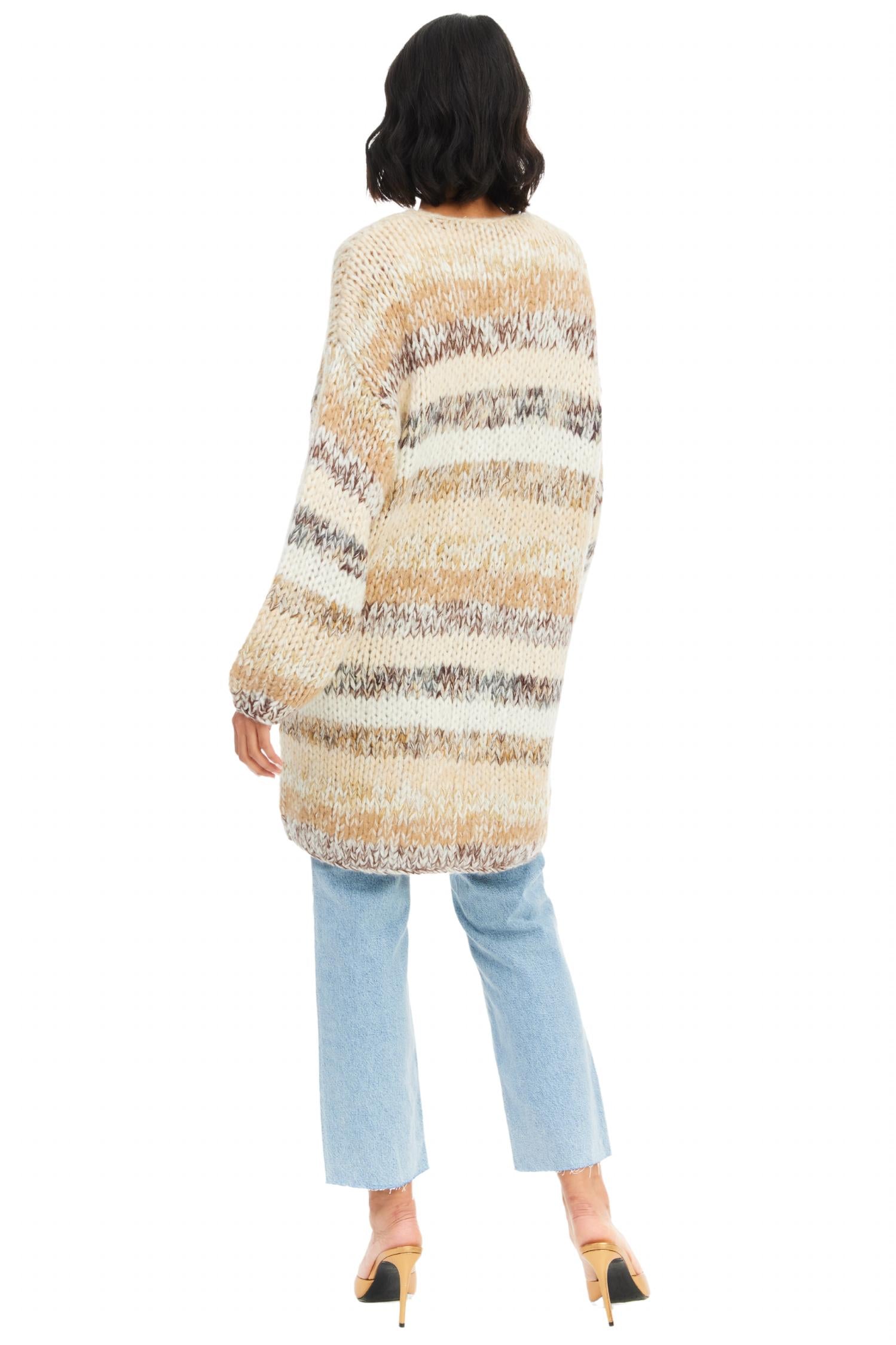 ALLISON NEW YORK Jodie Chunky Open Front Cardigan in multi ivory - women's cardigan - view 4