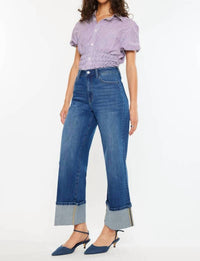 Kancan - HIGH RISE CROP WIDE LEG JEANS
