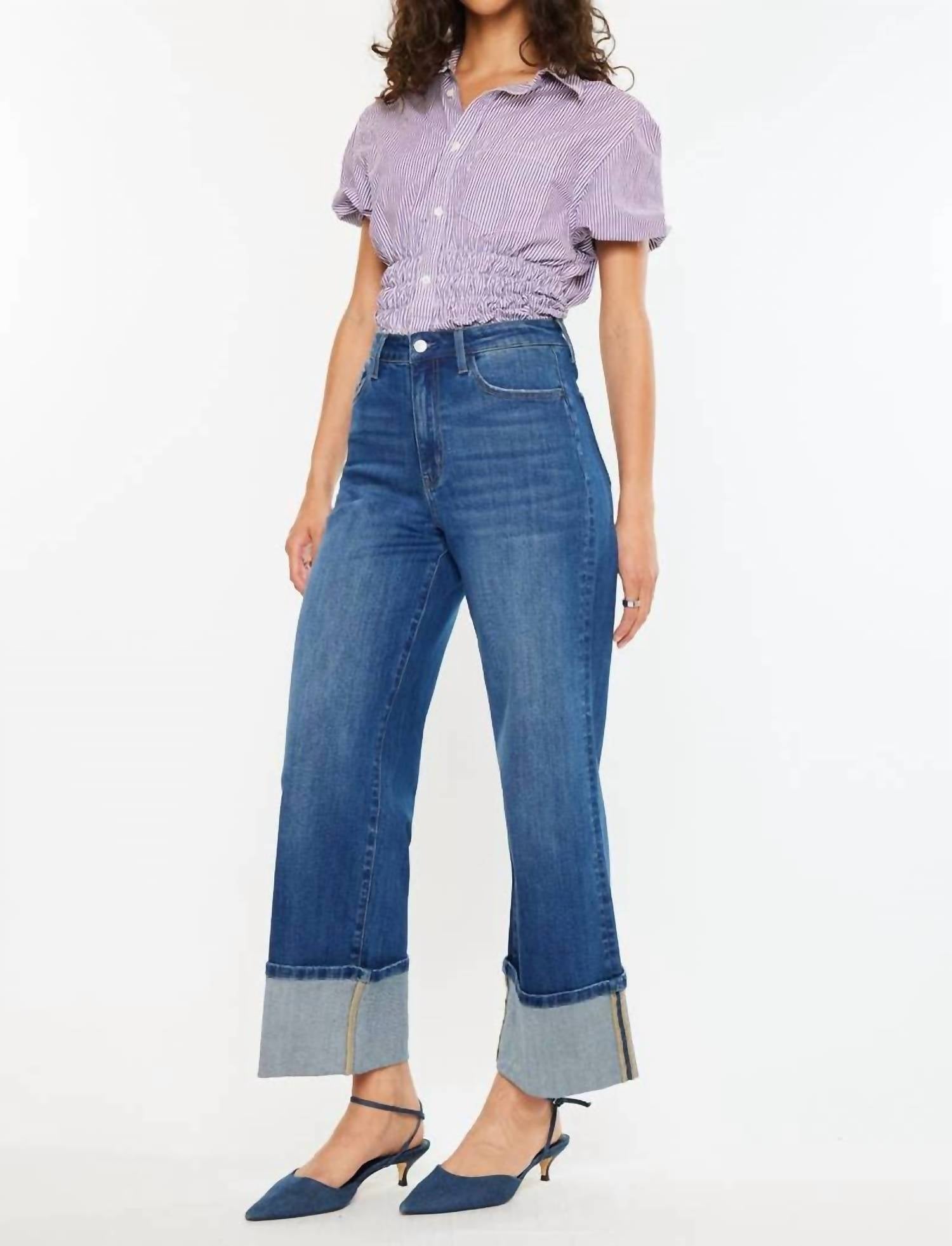 Kancan - HIGH RISE CROP WIDE LEG JEANS