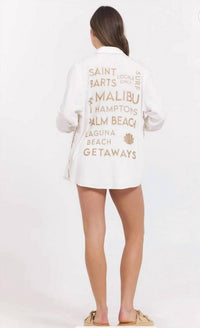 Surf Gypsy - Printed Washed Linen Button Down Shirt