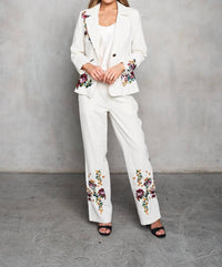 Paparazzi - Woven Yarn Dyed Embroided Pin Stripe Blazer