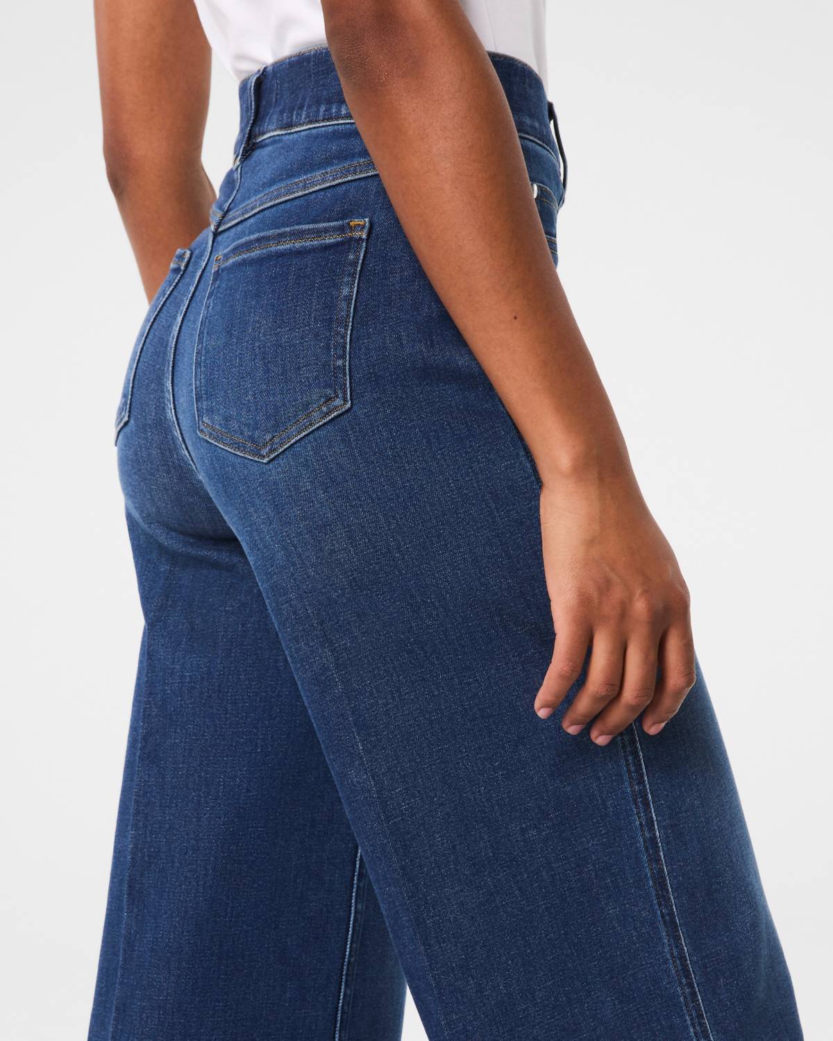 Spanx Everywhere Crop Wide Leg Jean in authentic blue - women's pants - view 4