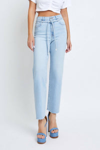 Hidden - Ella Tie Waist Stretch Straight Leg Jeans