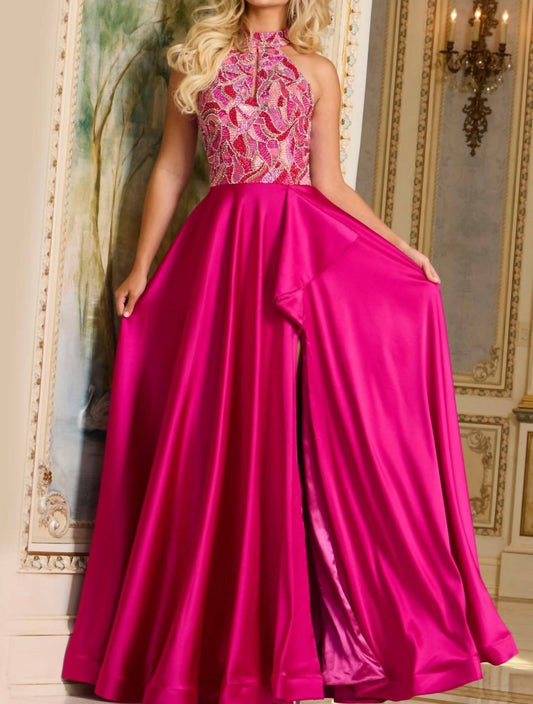 Jovani - Halter Neck A-line Gown