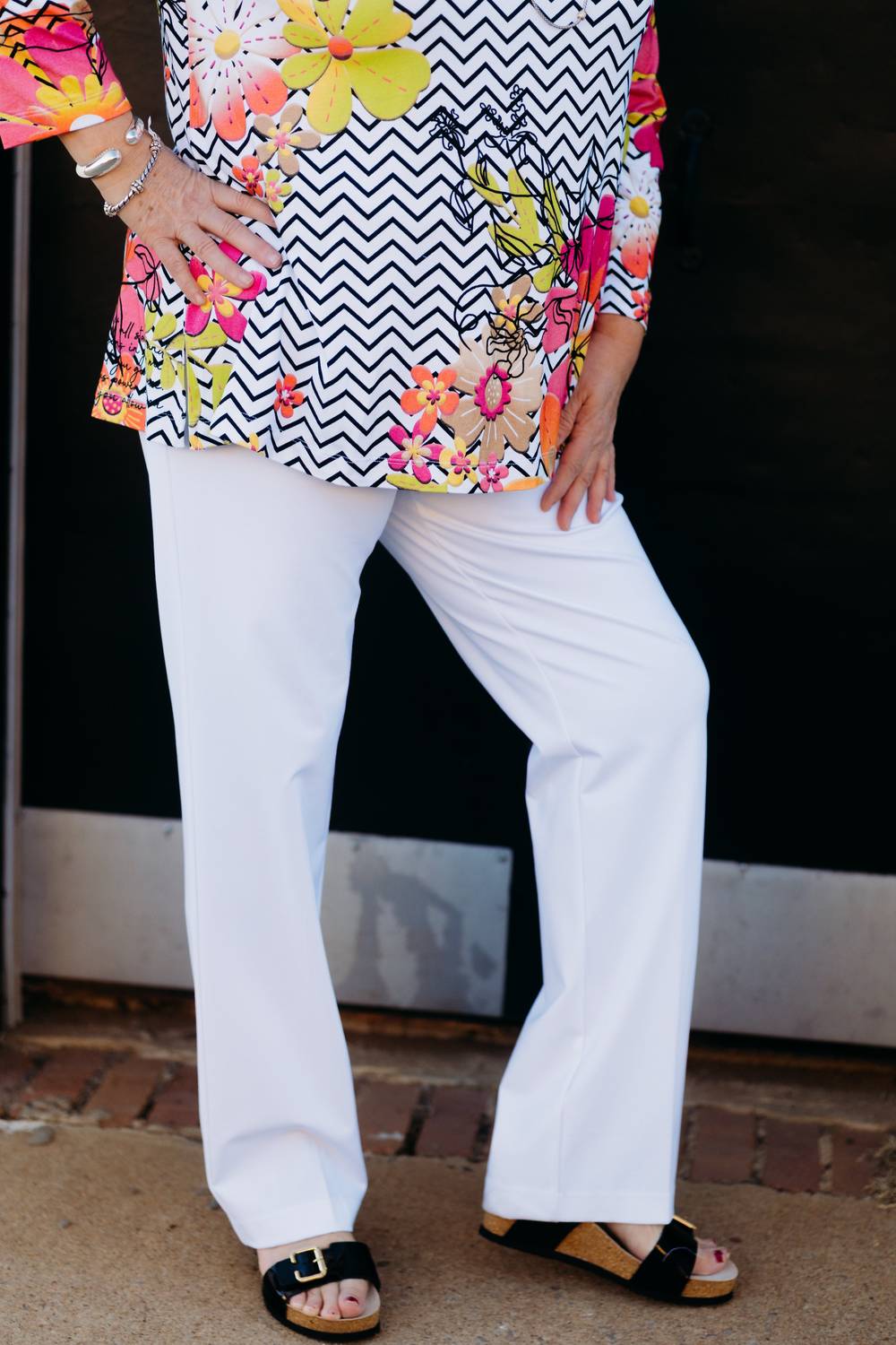Multiples - 3/4 Sleeve Scoop Neck Embelished Top