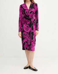 Joseph Ribkoff - Paisley Print Faux Wrap Sheath Dress