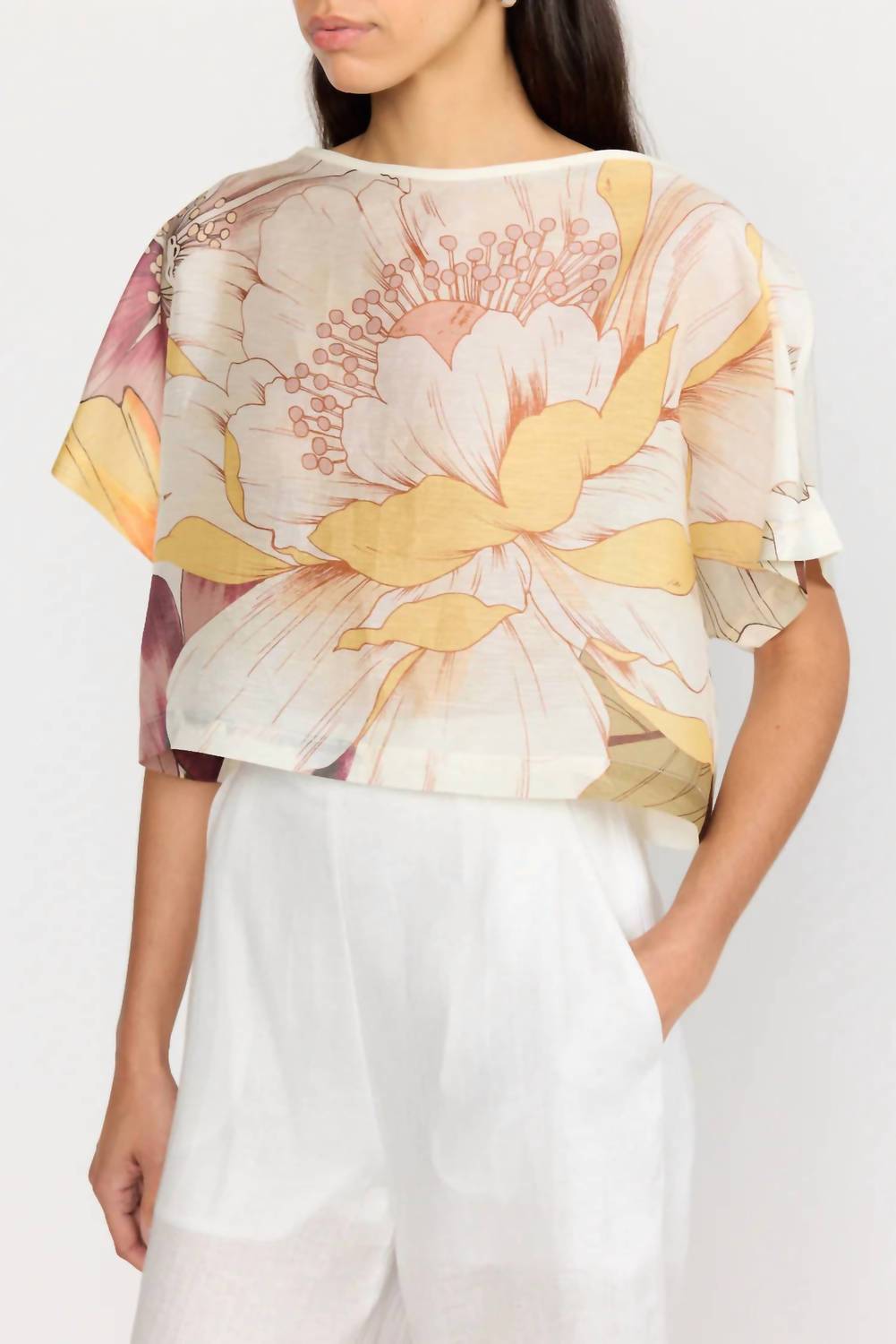 CHRISTY LYNN Retti Crop Top in eden ivory - women's shirt - detail view