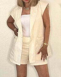 Muy Muy Fancy - Oversized Vest And Short Set