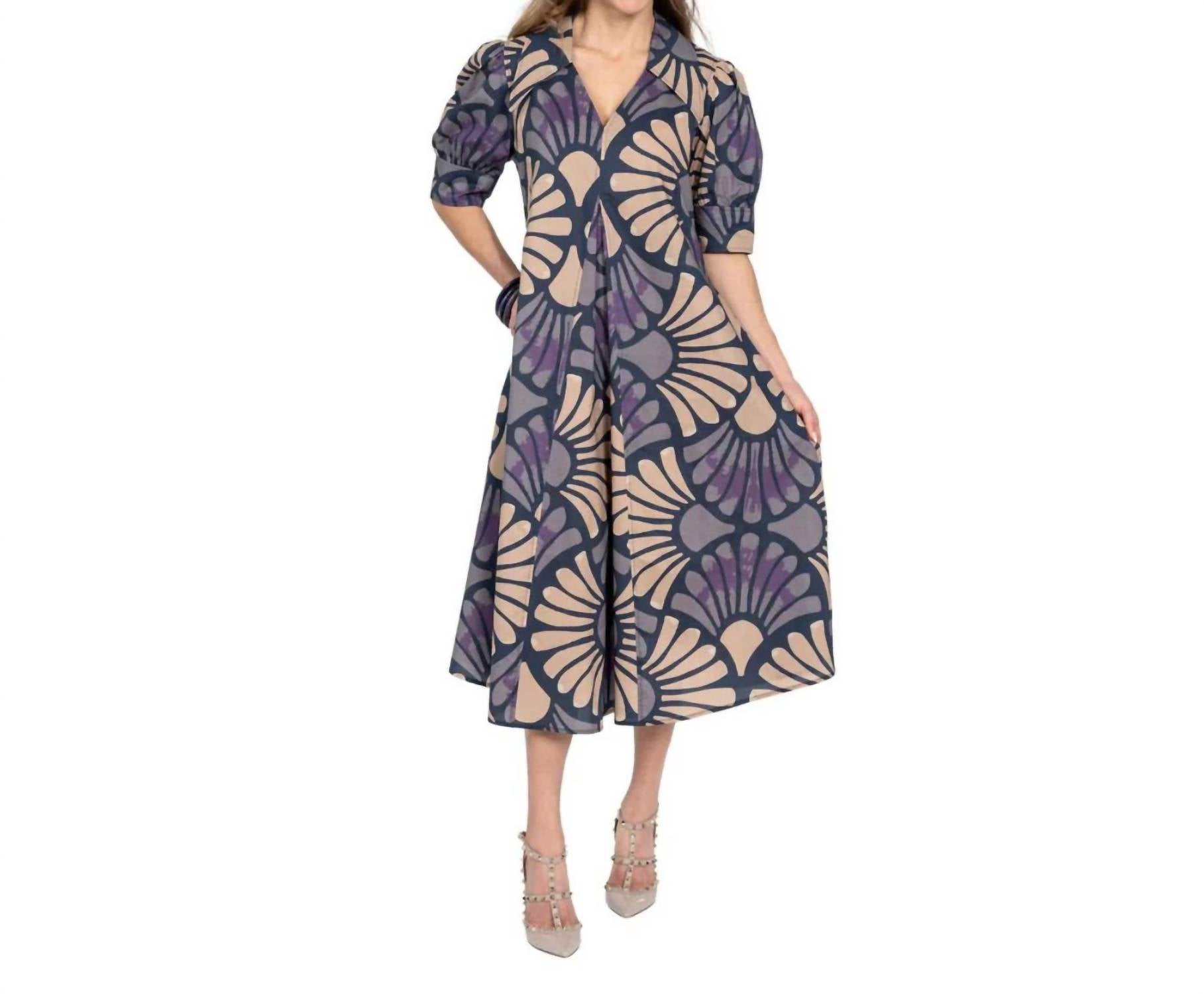 Lior - Amber Pointed Collar Short Sleeve Dress