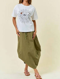 Doe And Rae - Side Tuck Detail Midi Skirt