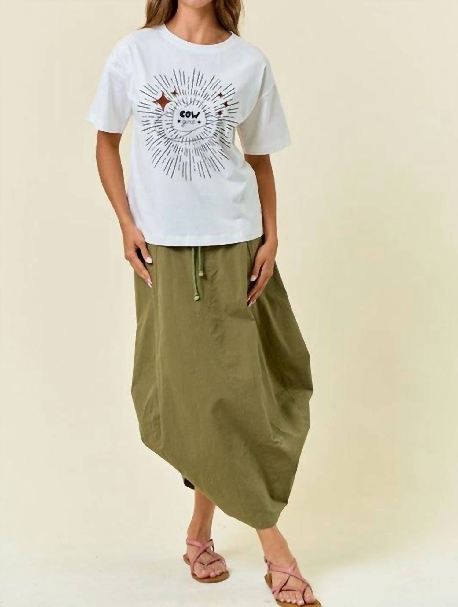 Doe And Rae - Side Tuck Detail Midi Skirt