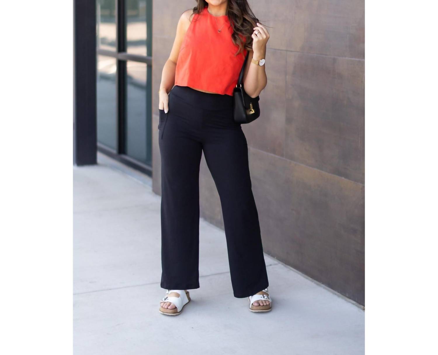 Julia Rose Brooke Wide Leg Full-length Luxe Leggings in black - women's pants