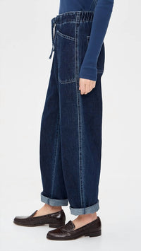 DAZE Villa Drawstring Barrel Leg Pants in blue mood - women's jeans - alternate view