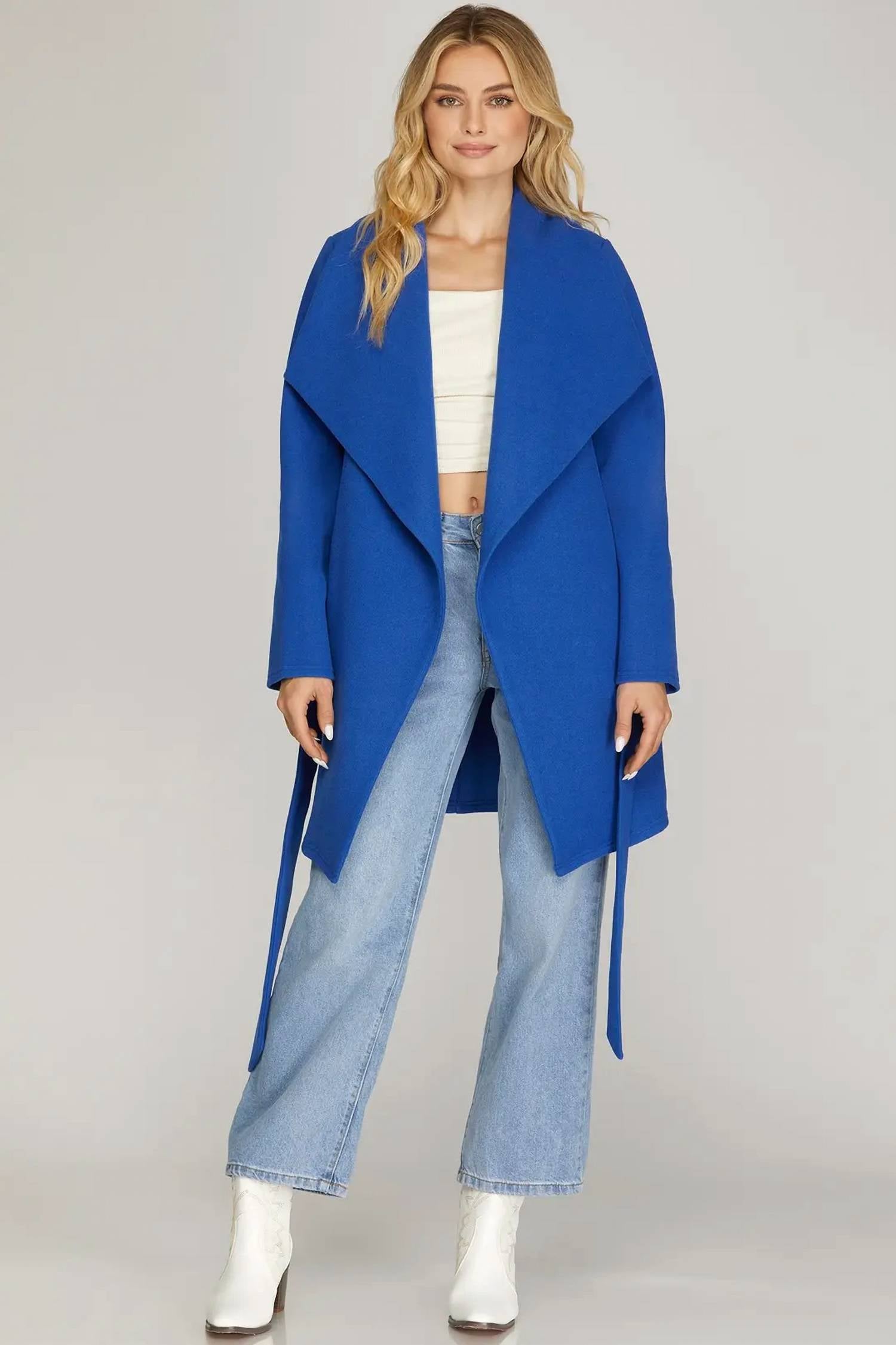 She + Sky - Long Sleeve Open Front Coat