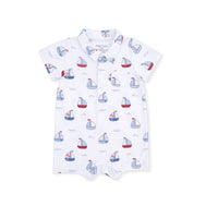 Angel Dear - Kids Bubbly Sailboats Bamboo Polo Shortie