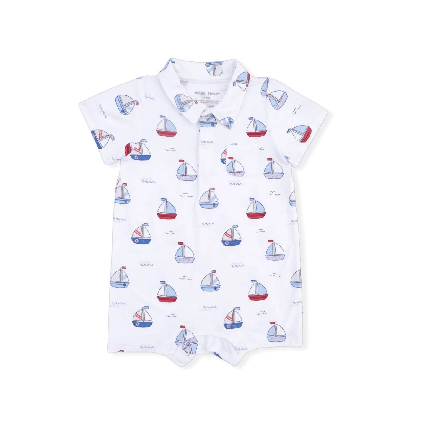 Angel Dear - Kids Bubbly Sailboats Bamboo Polo Shortie