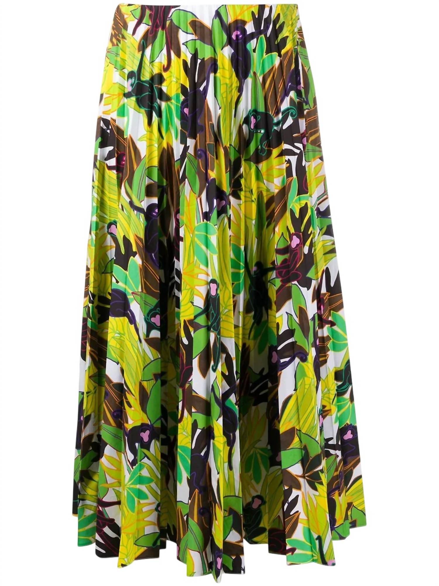 Valentino - Monkey Forest Pleated Midi Skirt
