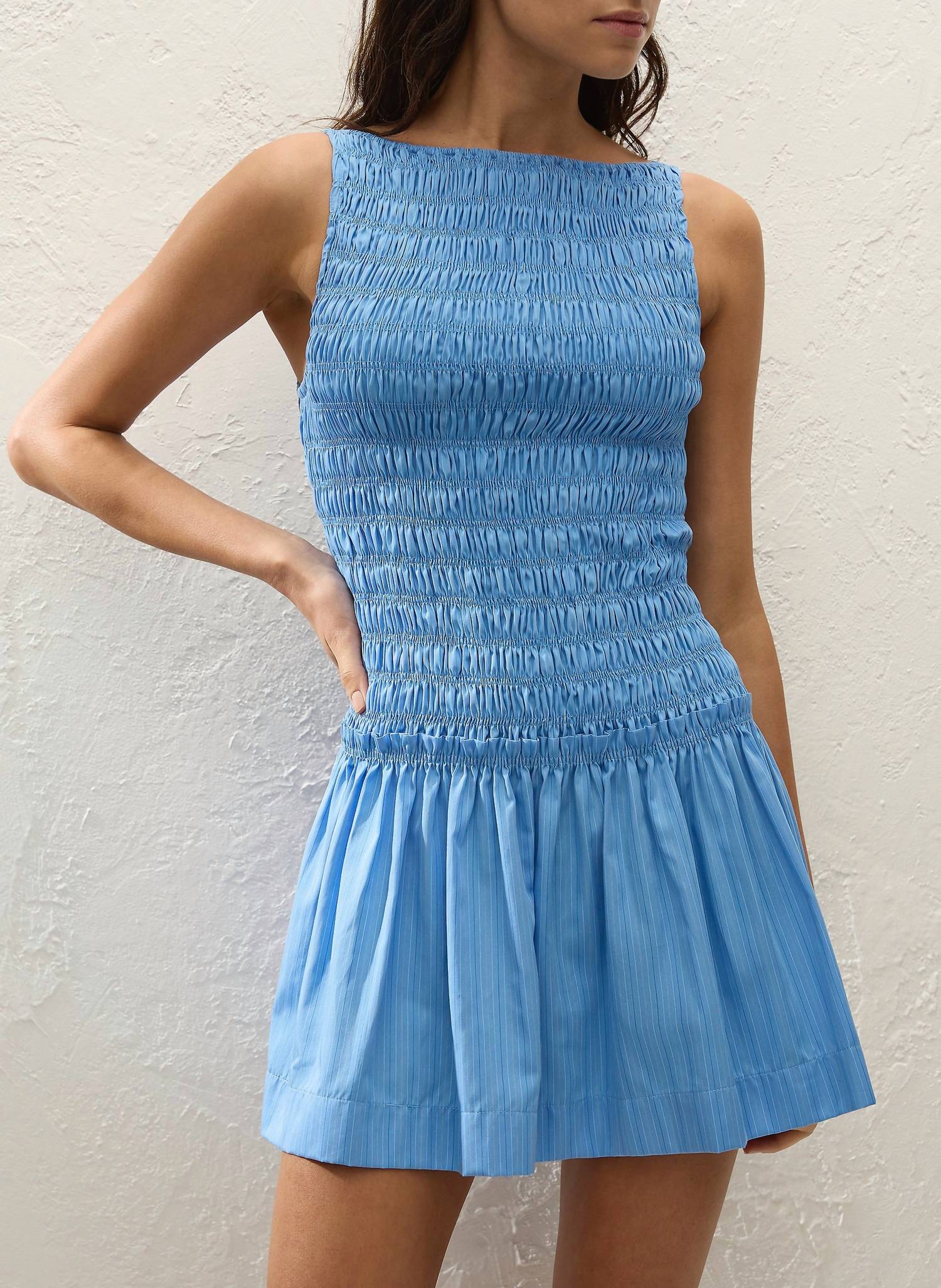 Faithfull The Brand - Maria Drop Waist Shirred Mini Dress
