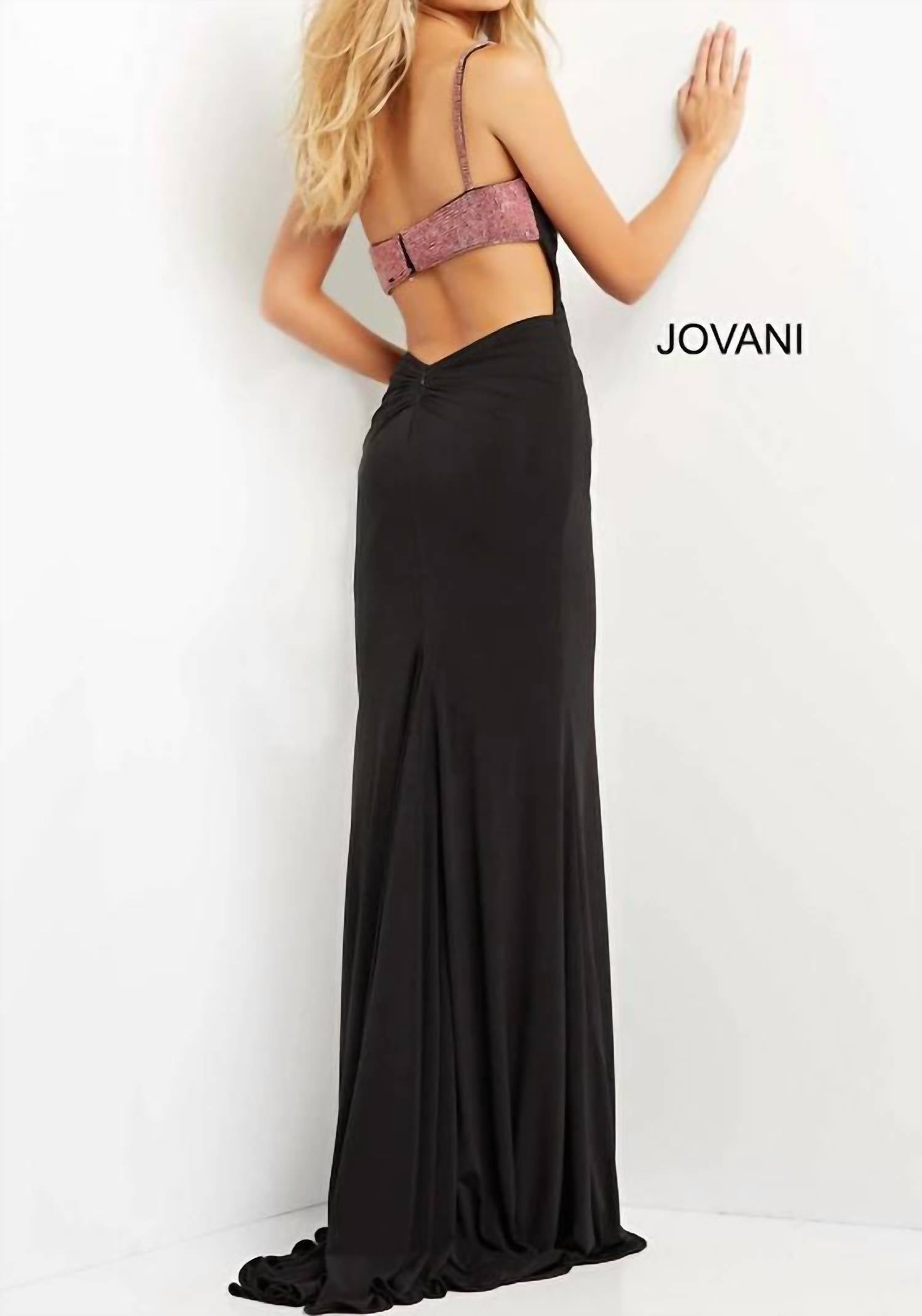 Jovani - Embellished Bust Fitted Evening Dress