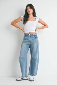 Just Black Denim - Seamed Barrel Jean