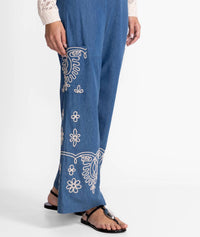 Johnny Was SOUTACHE CARGO PANT in denim indigo - women's pants - alternate view