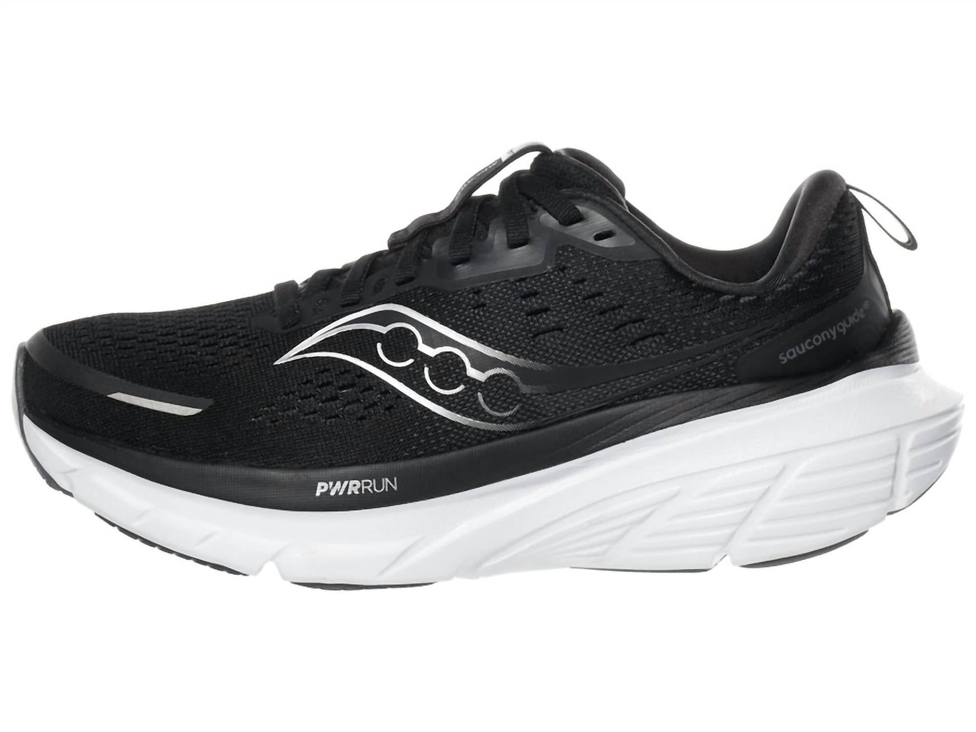 SAUCONY Women's Guide 18 Running Shoes in black white 2 - women's shoe - detail view