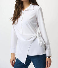 Joseph Ribkoff - Collared Front Button Asymmetric Fitted Top