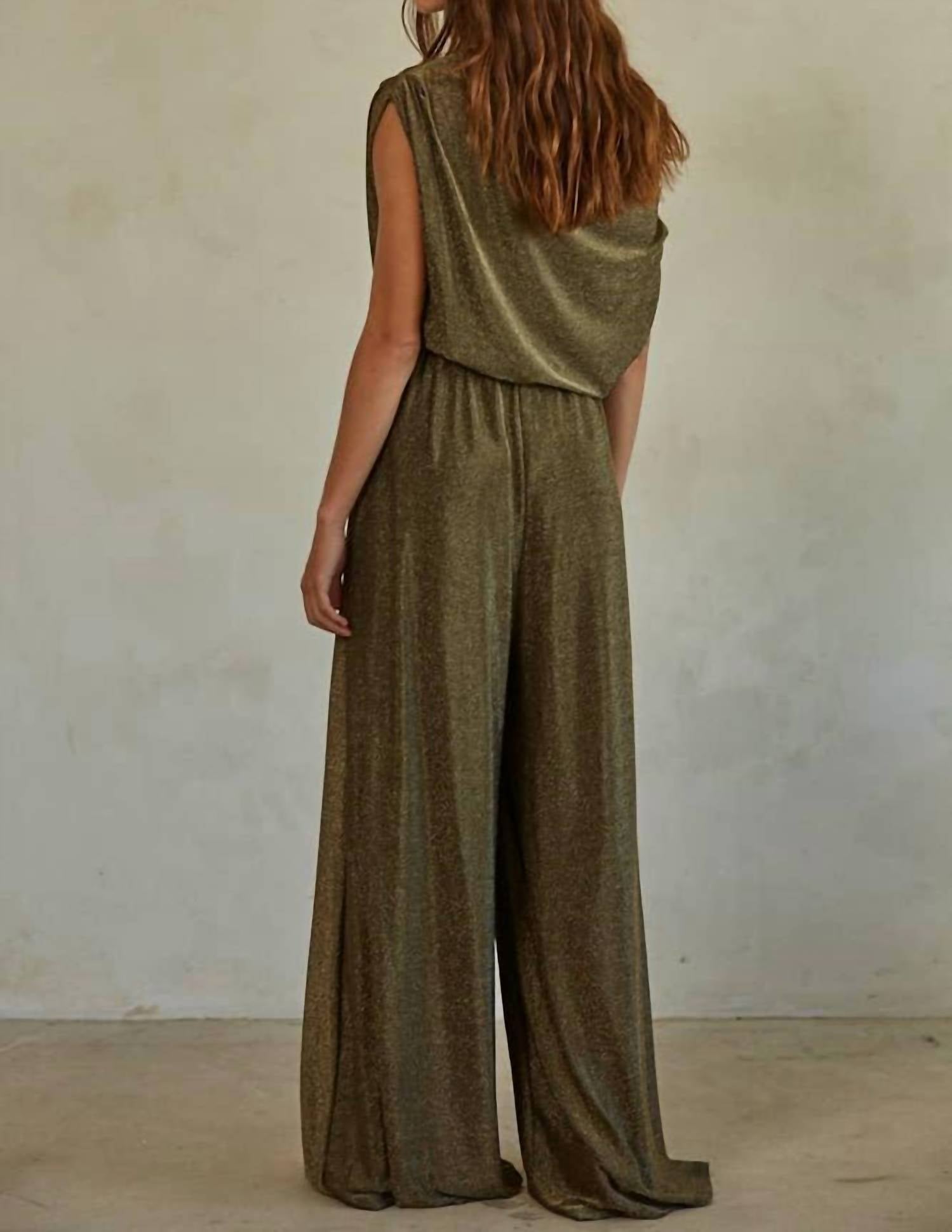 By Together Gwen Metallic Jumpsuit in gold black - women's pants - alternate view