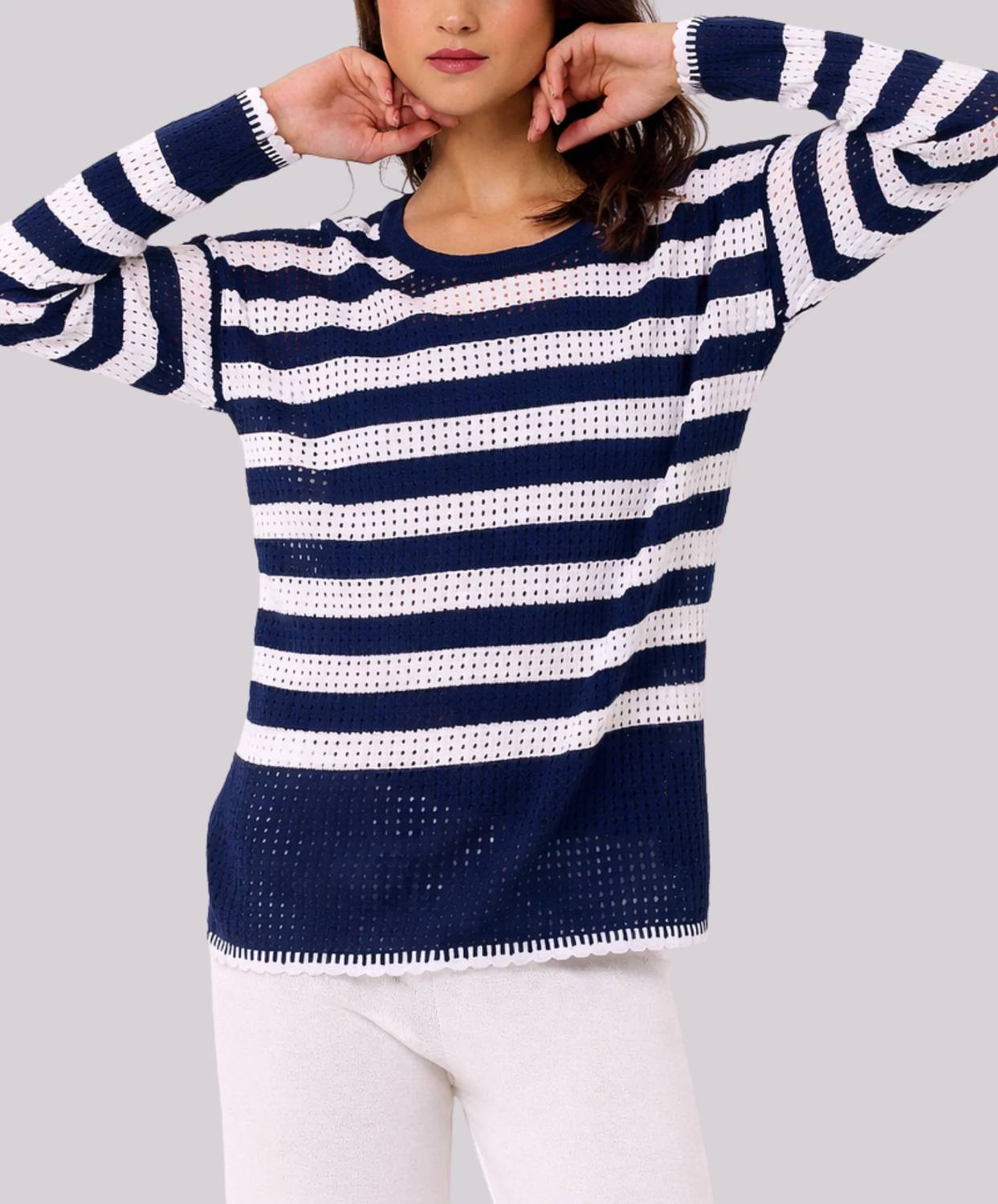 Angel Apparel - Crochet Stripe Top