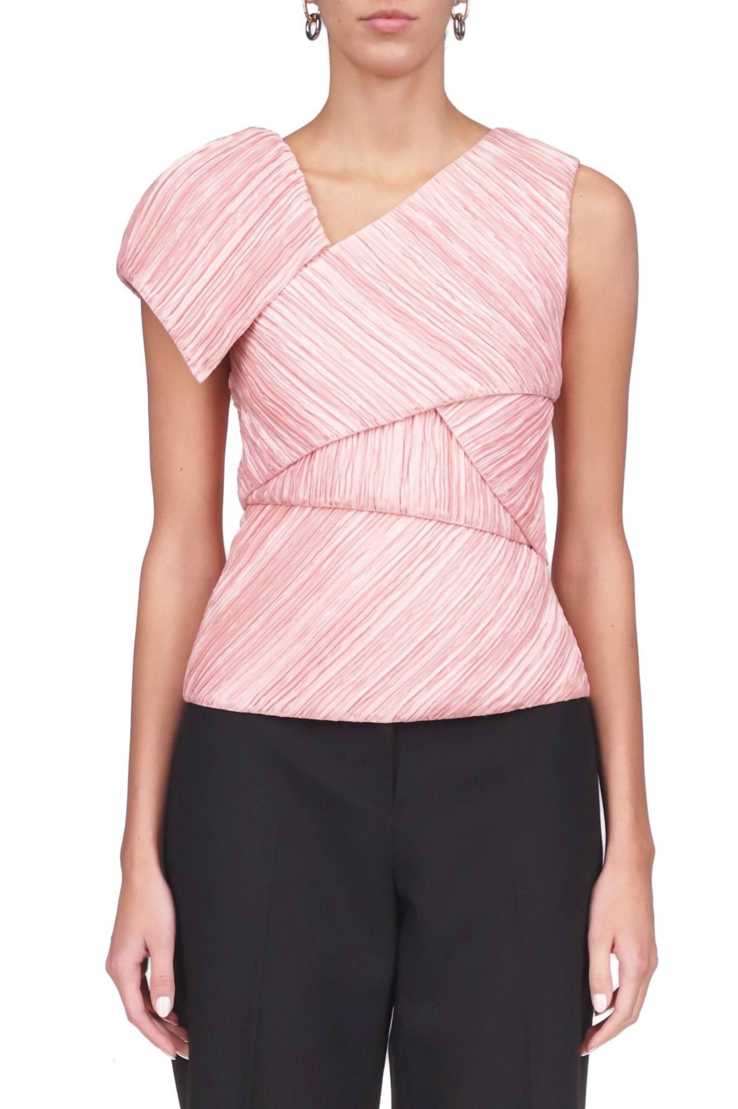 Marina Moscone - Spliced Plissé Top Blouse