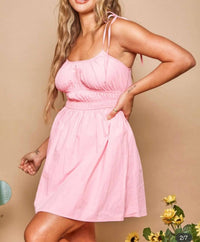 Peach Love - Posie Tie Strap Short Dress