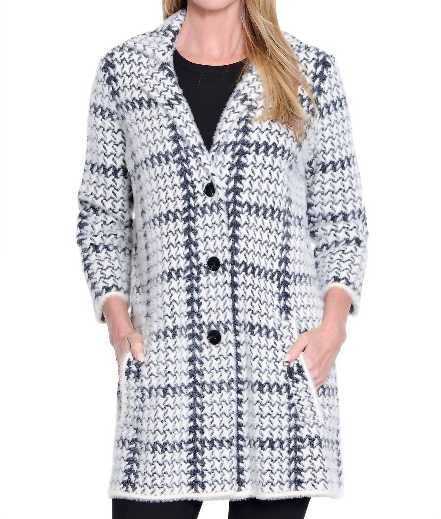 Multiples - Plaid Lapel Collar Jacket