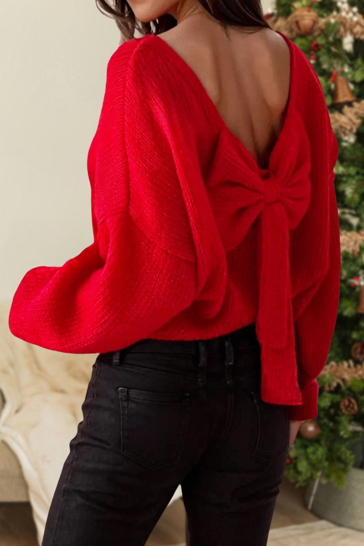 Aapparella - Bow Tie Backless Sweater