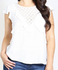 Zenobia - Ruffle Lace Flutter Sleeve Blouse