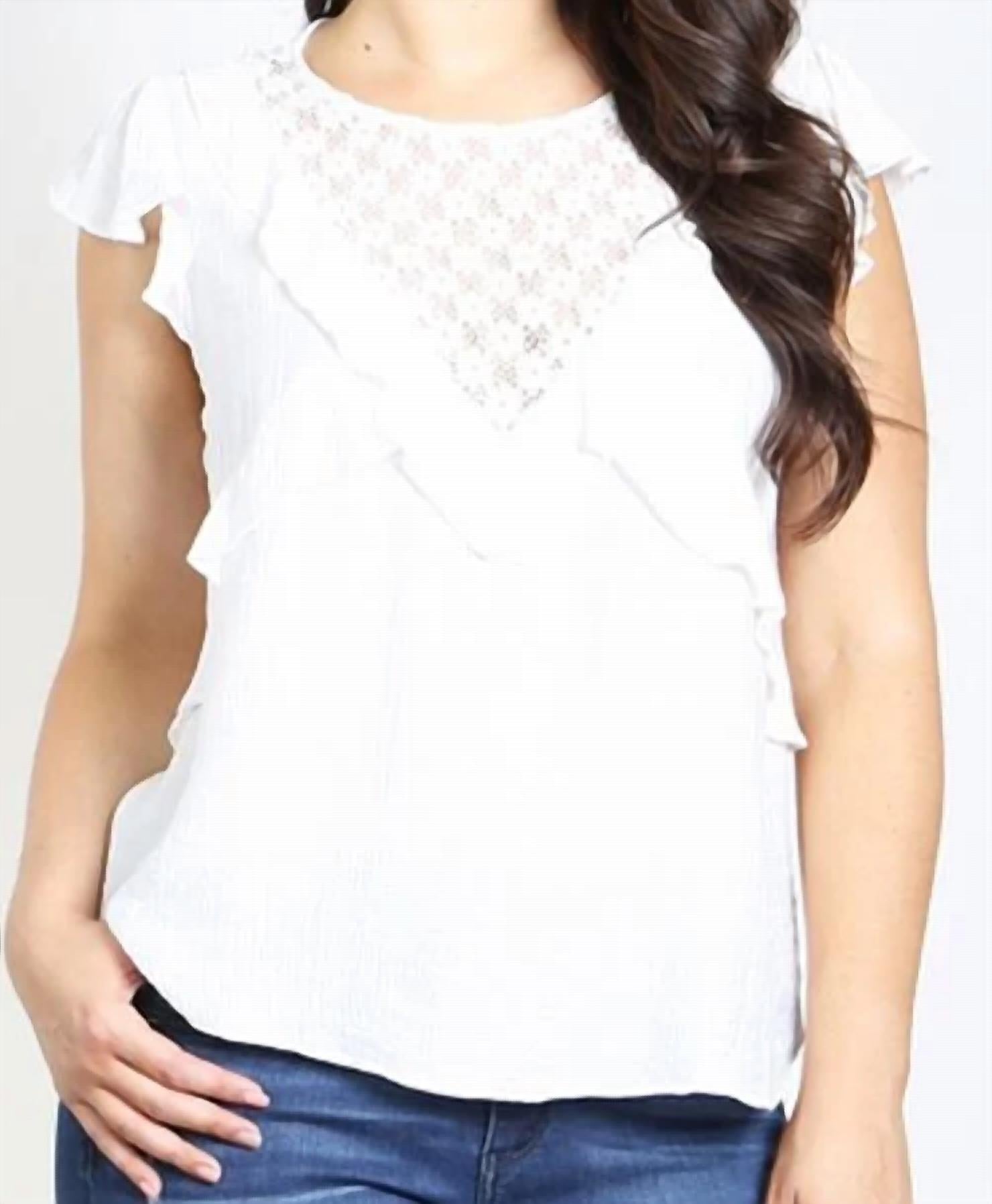 Zenobia - Ruffle Lace Flutter Sleeve Blouse
