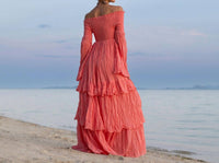 Zinnia Pearl - Women's Sexy Shoulders Maxi Dress