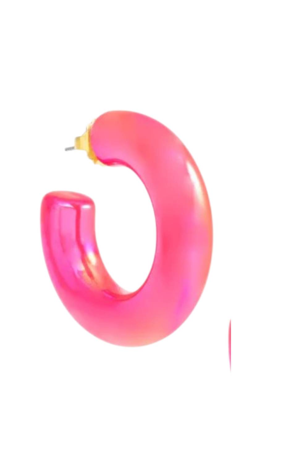 ZENZII Women's Chunky Iridescent Lucite Earrings in pink - women's jewelry - detail view