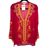 Boston Proper - Beaded Resort Embroidered Sheer Tunic Top