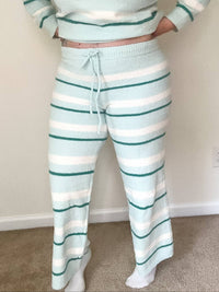 LE LIS Sunday Morning Wide-leg Sweater Pants in mint - women's pants - detail view