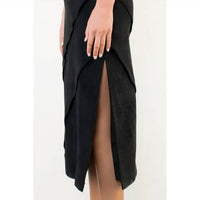 Thml - Noir Suede Slit Midi Skirt