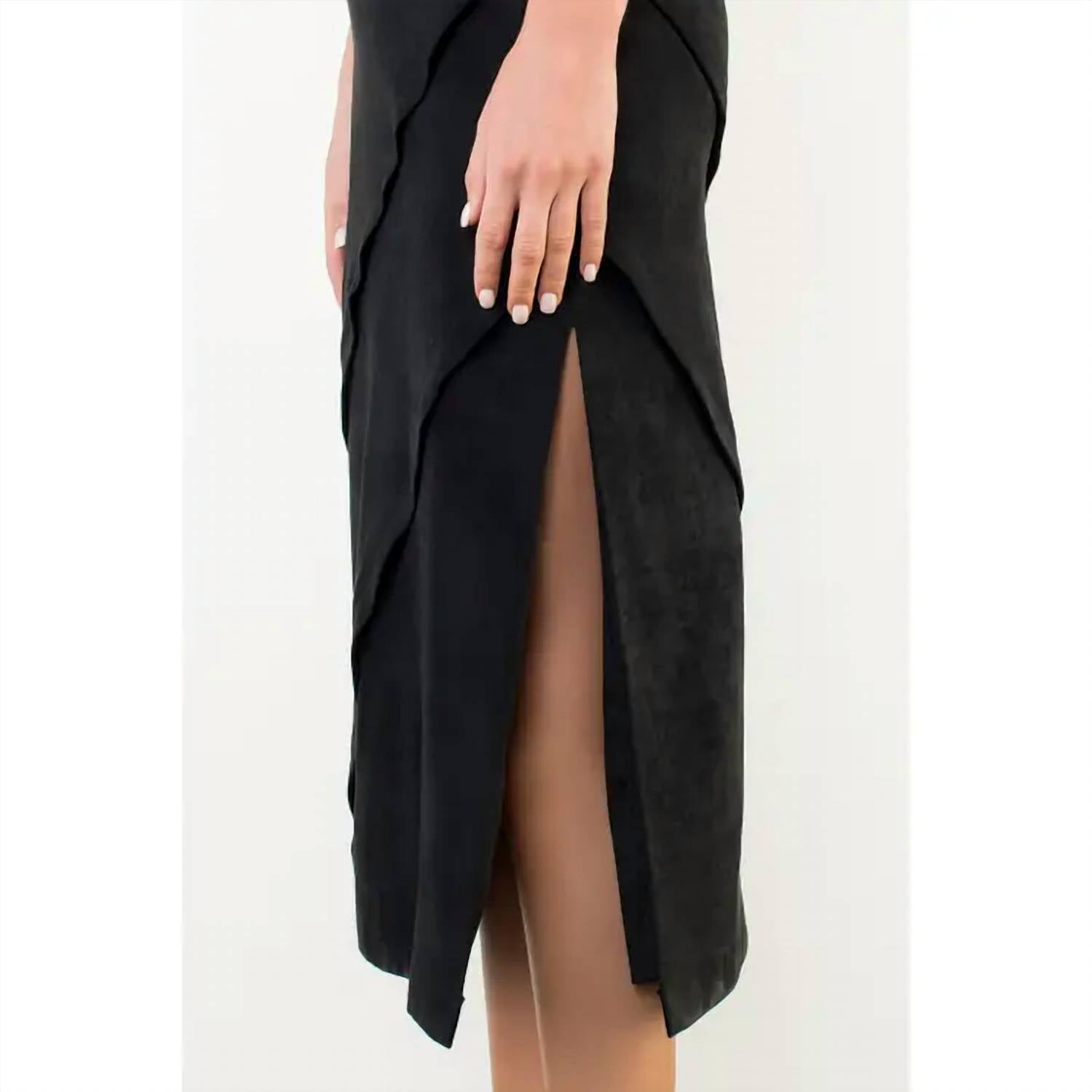 Thml - Noir Suede Slit Midi Skirt